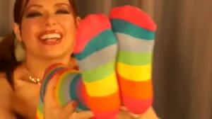 Cum on My Striped Thigh-High Socks Jerk Off Encouragement